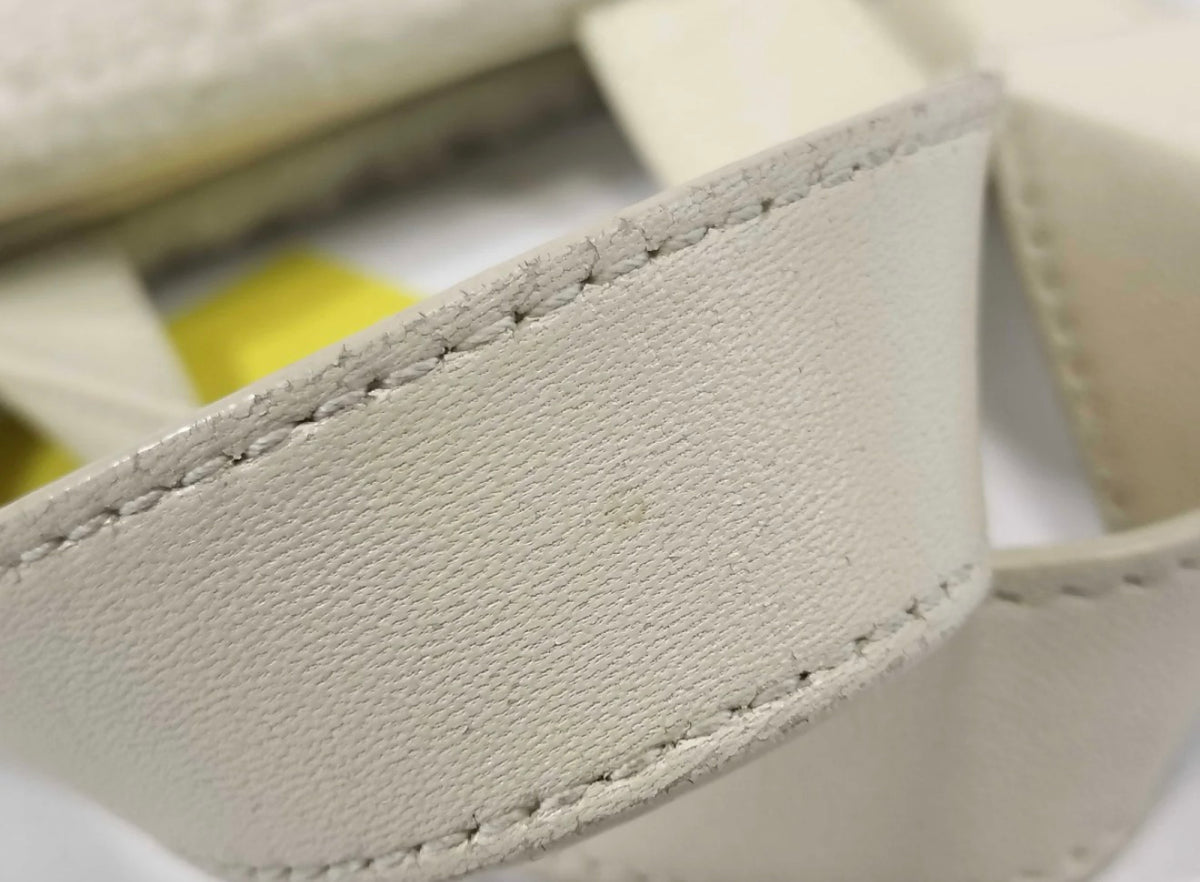 Balenciaga Cream Shearling Crossbody Tote with Black Lettering
