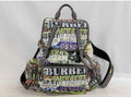 Burberry Multicolor Graffiti Logo Canvas Backpack with Gray Leather Trim