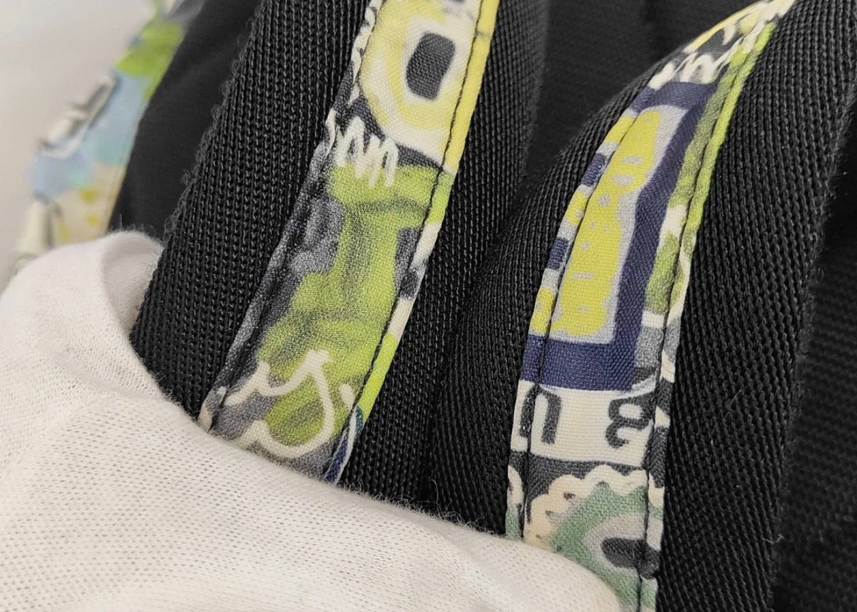 Burberry Multicolor Graffiti Logo Canvas Backpack with Gray Leather Trim