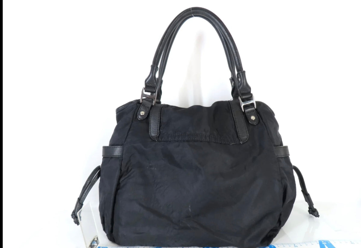 Burberry Blue Label Black Nylon Shoulder Bag with Leather Trim