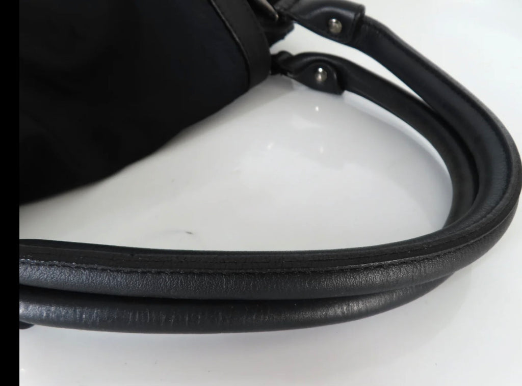 Burberry Blue Label Black Nylon Shoulder Bag with Leather Trim
