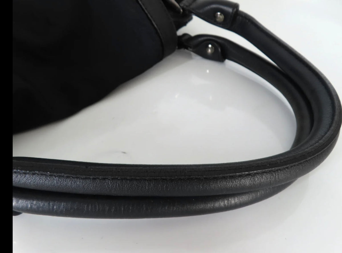 Burberry Blue Label Black Nylon Shoulder Bag with Leather Trim