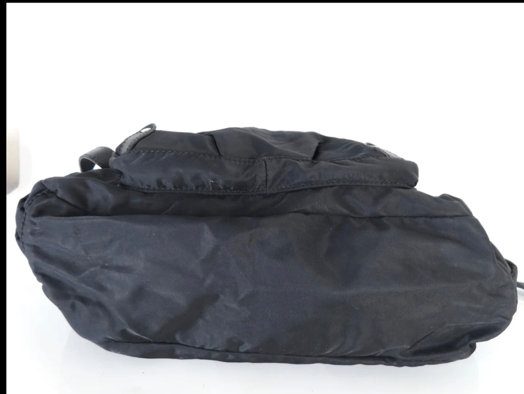 Burberry Blue Label Black Nylon Shoulder Bag with Leather Trim