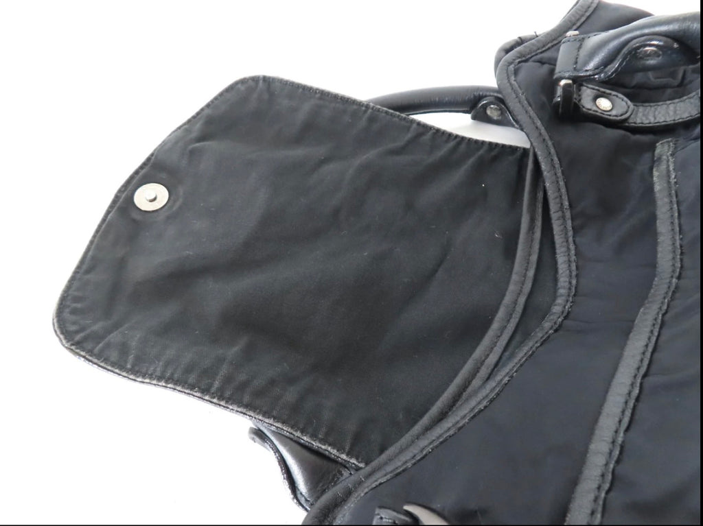 Burberry Blue Label Black Nylon Shoulder Bag with Leather Trim