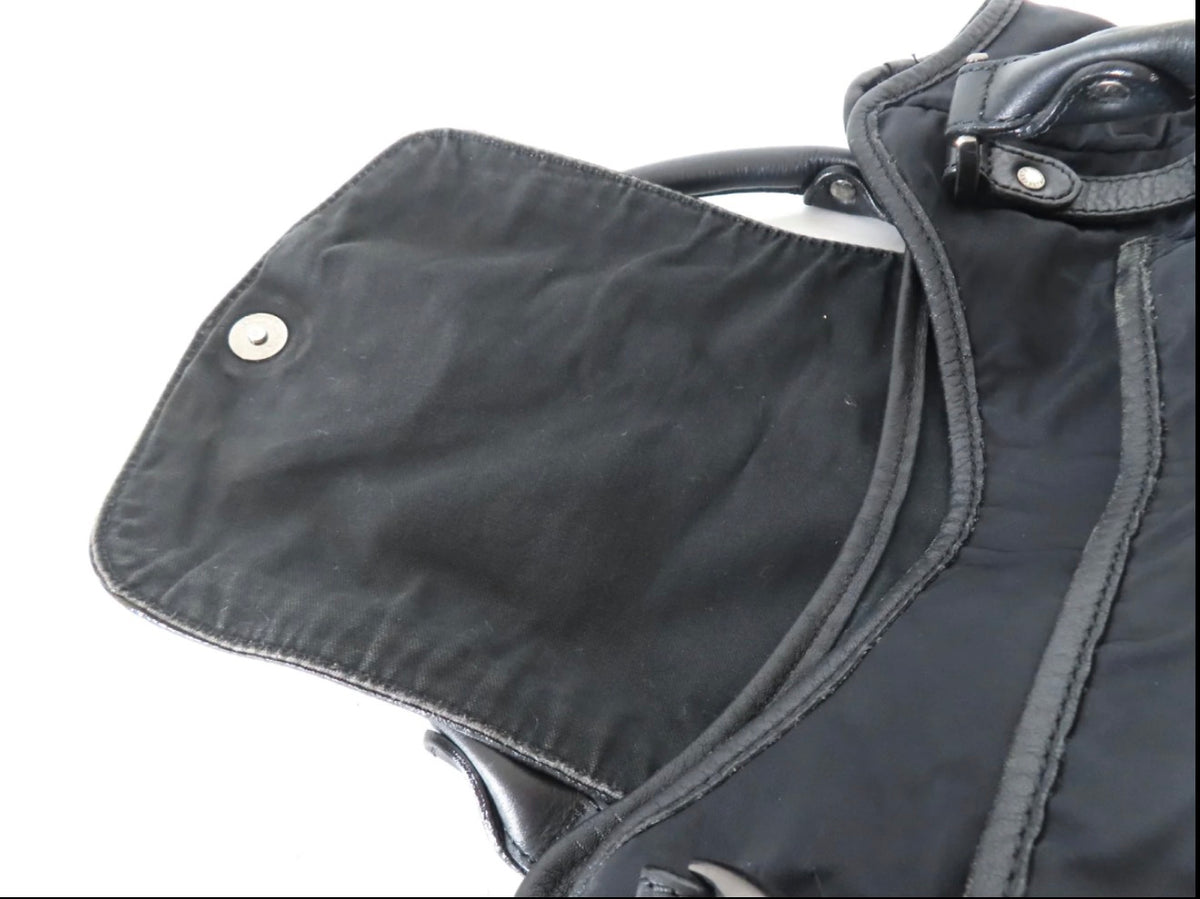 Burberry Blue Label Black Nylon Shoulder Bag with Leather Trim
