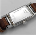 Vintage Coach Rectangular Silver-Tone Watch with Tan Leather Strap